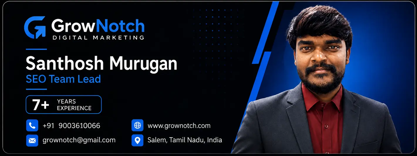 Santhosh Murugan GrowNotch SEO Team Lead digital business card front