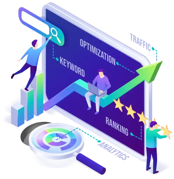 SEO consultant reviewing website performance, rankings, and search visibility